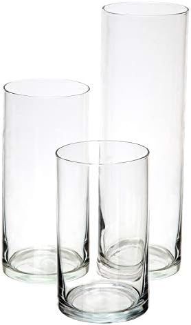 Glass Cylinder Vases Set of 3 Decorative Centerpieces for Home or Wedding by Royal Imports | Amazon (US)