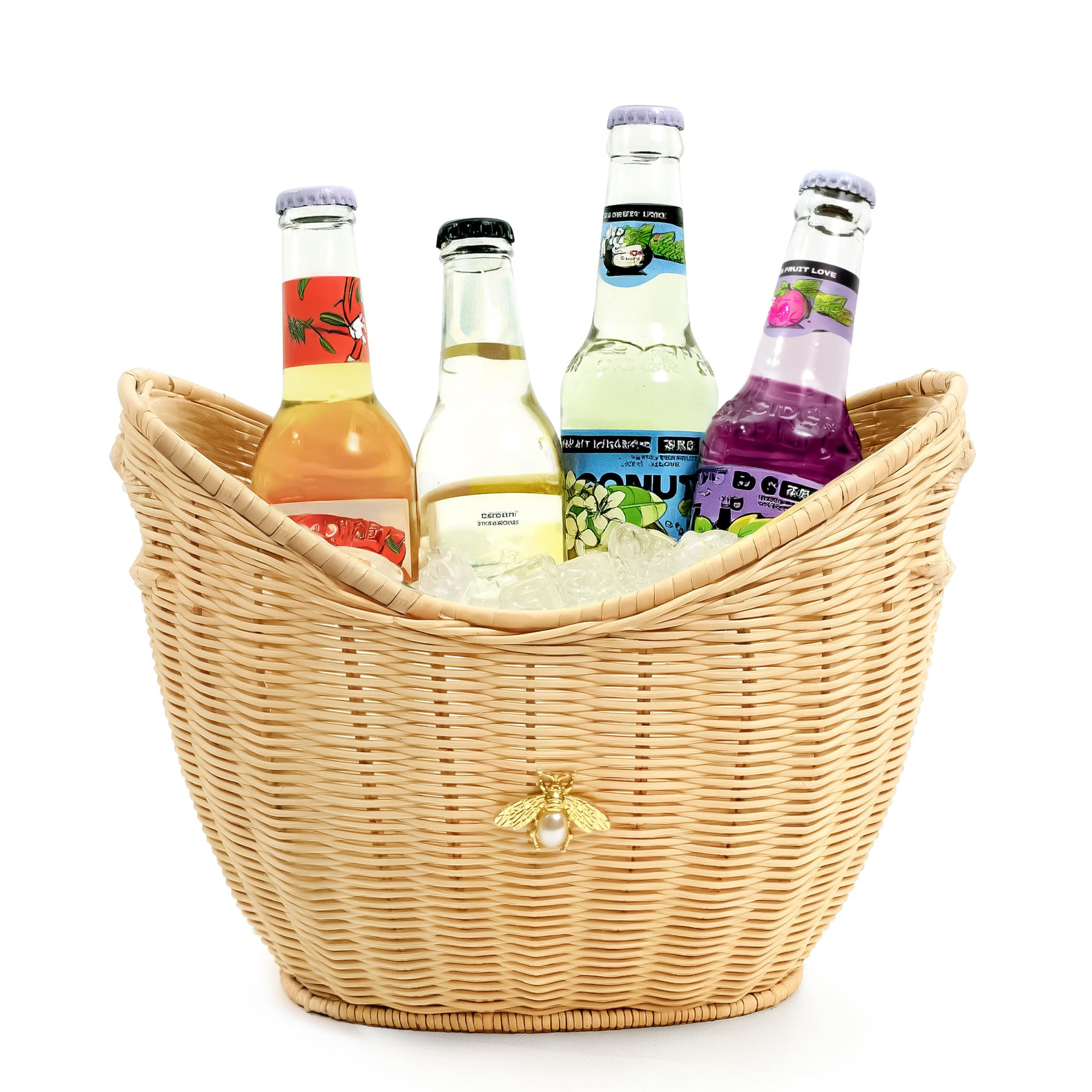 Lexenic Ice Bucket with Handle Hole, Woven and Acrylic Double Layer Basket Design, 4L Champagne W... | Amazon (US)
