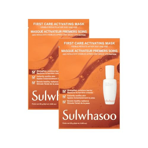 Sulwhasoo First Care Activating Sheet Mask 2 Pack - Korean Sheet Mask for Dry skin, Skin Barrier Strengthening, Visibly Plumps & Hydrates, Reduces Visible Fine Line & Wrinkles, Vitamin C | Amazon (US)