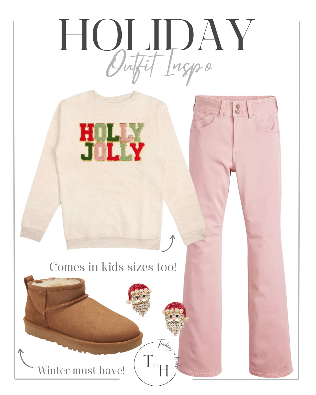 Holly Jolly sweatshirt  pink flare jeans  ultra mini uggs  santa earrings  holiday ootd  holiday outfit  holiday vibes  holiday casual ootd  christmas OOTD  christmas outfit  holiday party outfit  holiday outfit inspo  holidays  christmas outfit  christmas eve  dressy winter ootd   holiday ootd  holiday theme outfit  teacher style  teacher work style workwear  business casual  business office outfit  teacher ootd  teacherfit   ootd  shirt trendteacher  teacher outfits  teacher

#LTKHoliday #LTKSeasonal #LTKSaleAlert