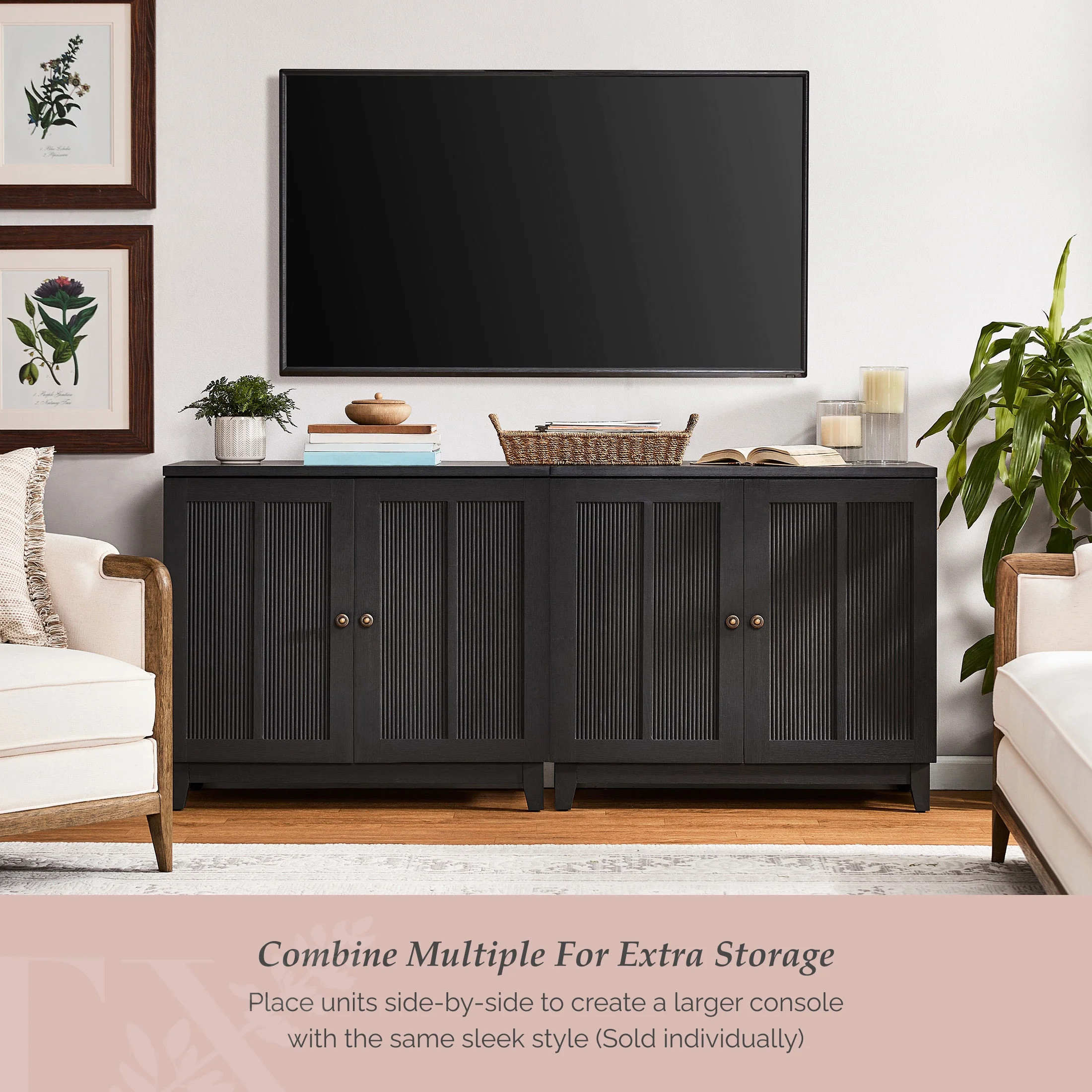 My Texas House Ellison Modular TV Console, Rich Black Finish | Walmart (US)