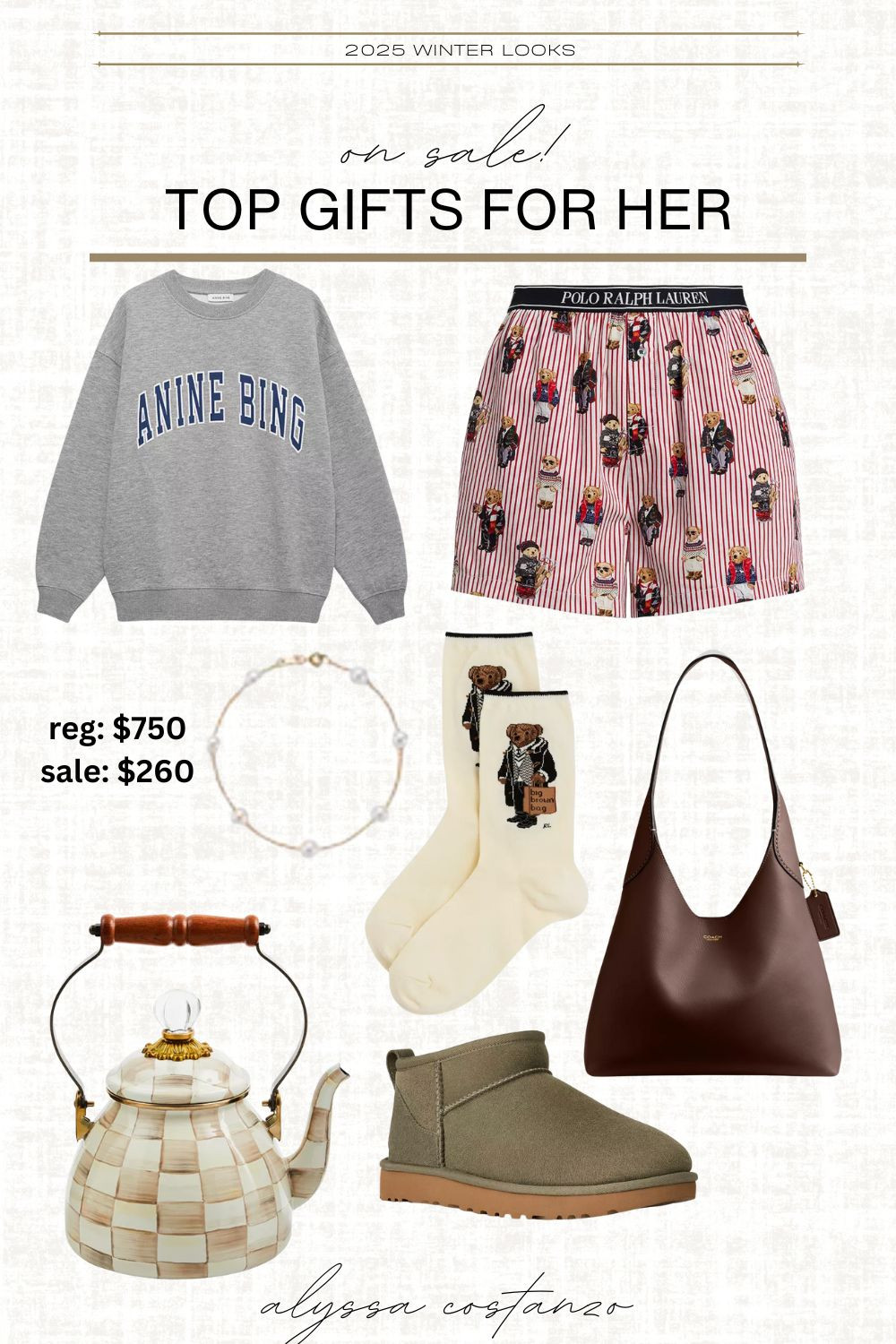 gifts for her ALL ON SALE; womens purse; coach purse; ralph lauren socks; mini uggs; tea kettle; anine bing; jewelry for her 

 #LTKGiftGuide #LTKHoliday