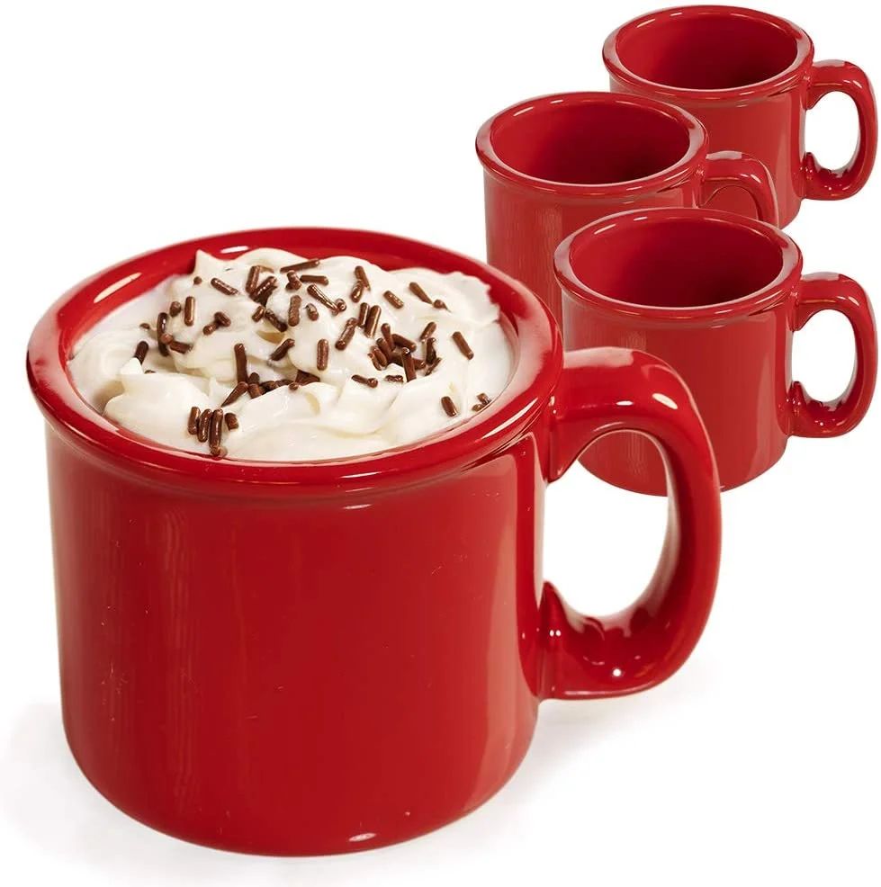 Red Coffee Mug - Ceramic - set of 4 - Cozy Hot Tea Milk Chocolate Cocoa Holiday Mugs w/Coasters | Walmart (US)