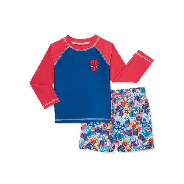 Spider-Man Toddler Boy Long Sleeve Rashguard and Swim Trunks Set, 2-Piece, Sizes 2T-5T | Walmart (US)