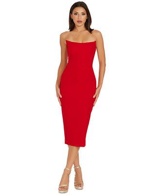 Dress the Population Women's Corset Strapless Midi Dress - Macy's | Macy's