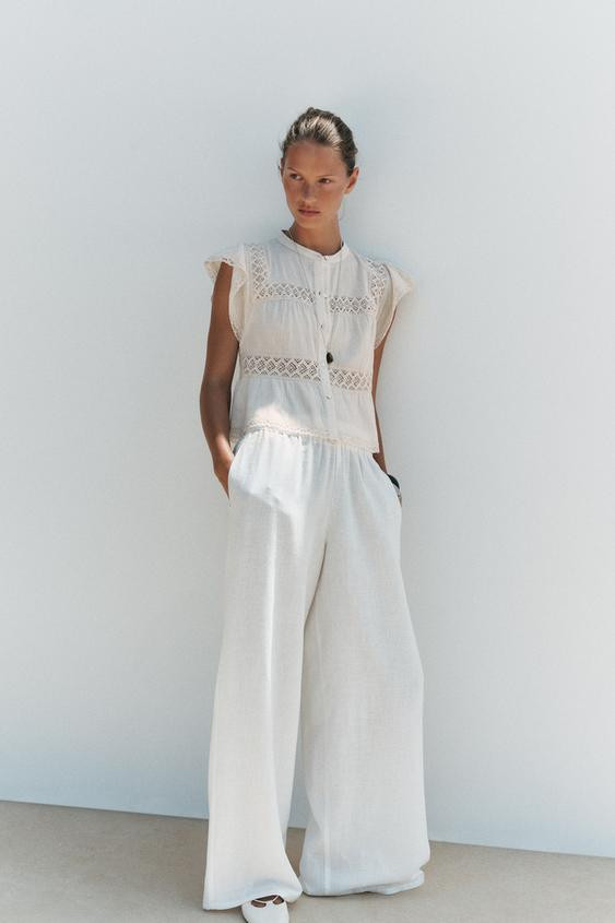 RUSTIC WIDE LEG RAMIE PANTS | Zara US