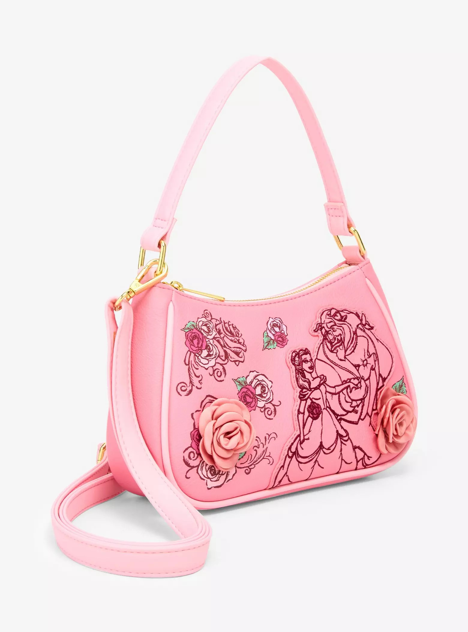 Loungefly Disney Beauty and the Beast Pink Roses Crossbody Bag — BoxLunch Exclusive | BoxLunch