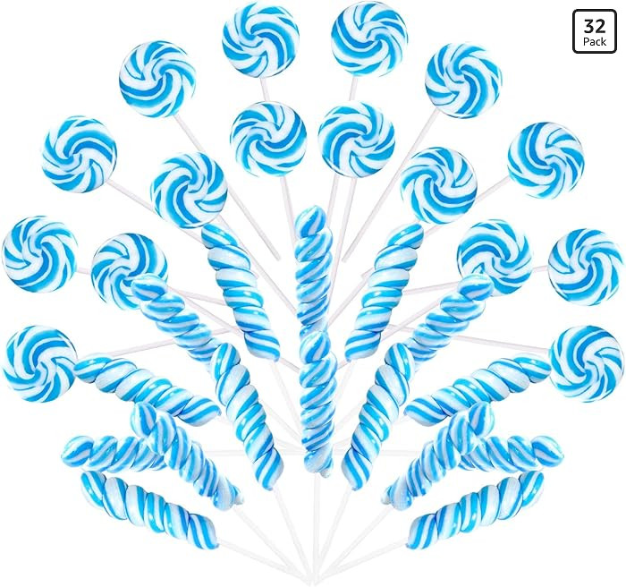 Something Blue Twisty & Swirl Lollipops 32pk (16 swirl &16twist) - Lollipops Candy Individually W... | Amazon (US)