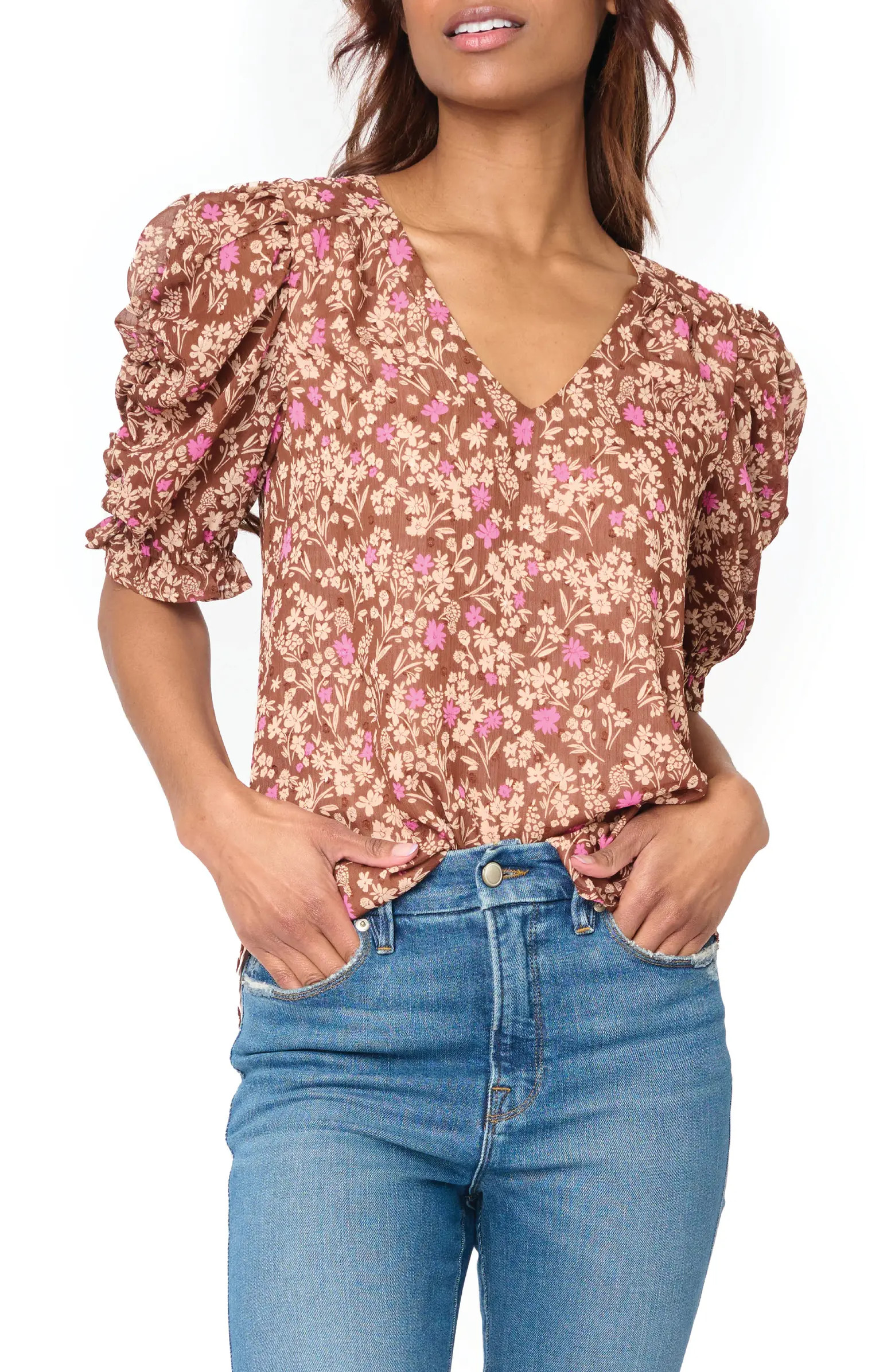 Floral Print Puff Sleeve Top | Nordstrom