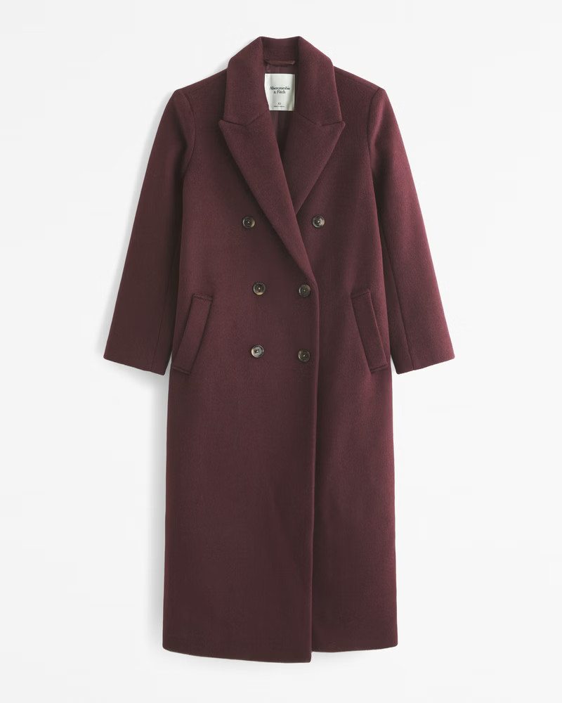Wool-Blend Double-Breasted Coat | Abercrombie & Fitch (US)