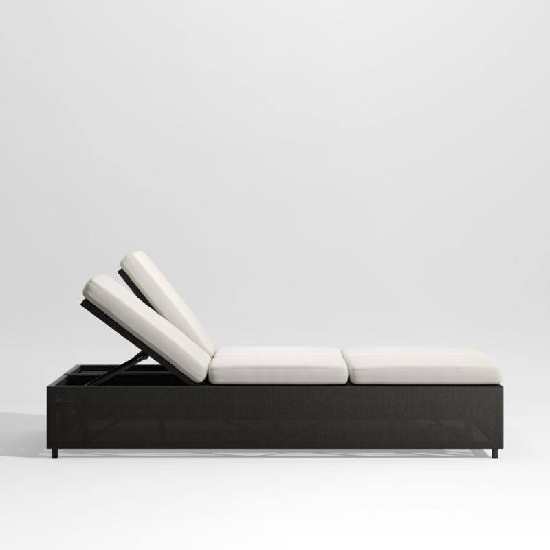 Dune Black Outdoor Double Chaise Sofa Lounge with White Cushions + Reviews | Crate & Barrel | Crate & Barrel