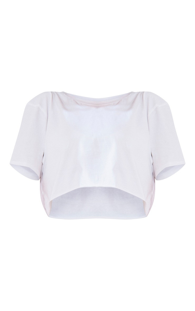 Cotton White Oversized Crop T-Shirt | PrettyLittleThing US