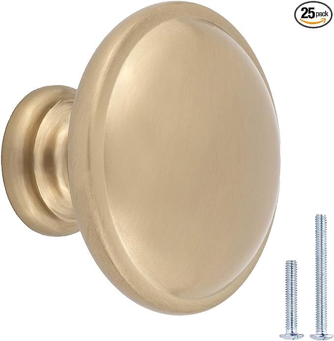 Amazon Basics Mushroom Cabinet Knob, 1.19-inch Diameter, Golden Champagne, 25-pack | Amazon (US)