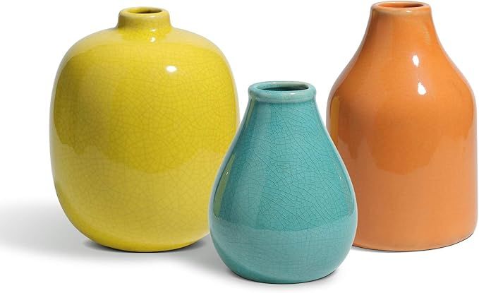 ComSaf Ceramic Flower Vase Set of 3, Small Decorative Vases, Morandi Glazed Floral Vase for Home ... | Amazon (CA)