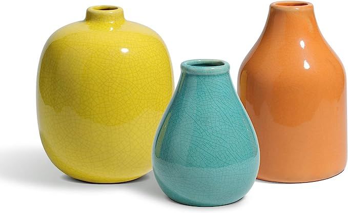 ComSaf Ceramic Flower Vase Set of 3, Small Decorative Vases, Morandi Glazed Floral Vase for Home ... | Amazon (CA)