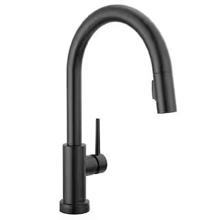 Delta Trinsic Single-Handle Pull-Down Sprayer Kitchen Faucet with Touch2O Technology in Matte Bla... | The Home Depot