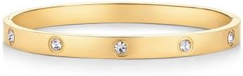 PAVOI 14K Gold Plated Love Bangle Bracelets for Women | Waterproof Stainless Steel Cubic Zirconia... | Amazon (US)