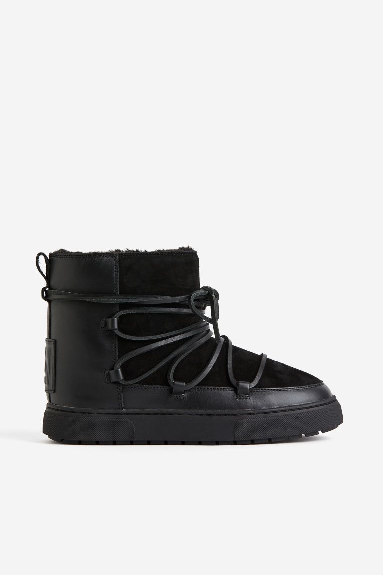 H & M - Warm-lined Suede Boots - Black | H&M (US + CA)