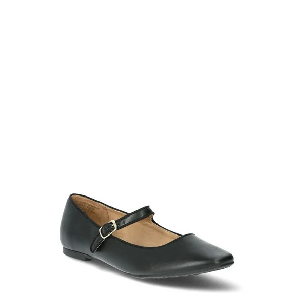 Time and Tru Women's Faux Leather Mary Jane Flats | Walmart (US)