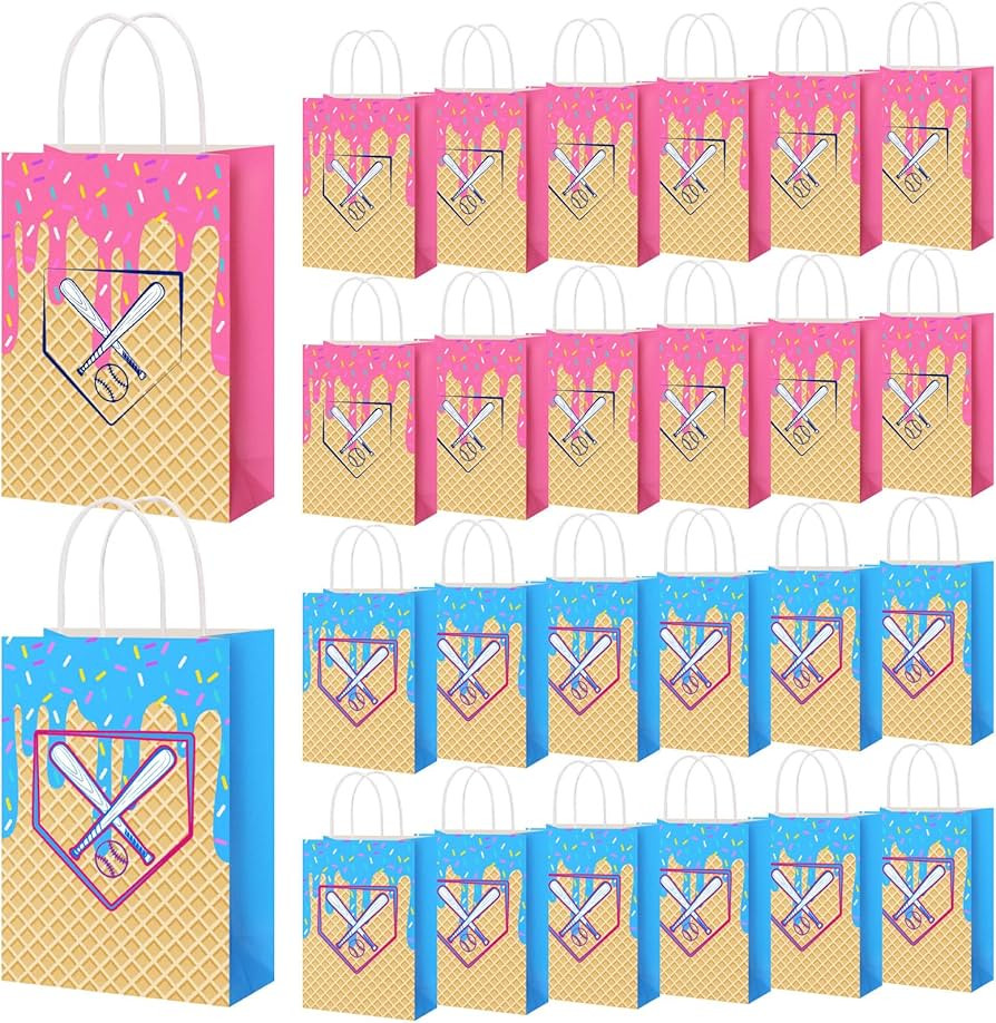 AmazingSpark 24 Pcs Baseball Ice Cream Drip Party Favors Kraft Gift Bags Sports Ice Cream Drip Go... | Amazon (US)