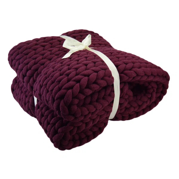 Donna Sharp Chunky Knit Merlot Contemporary Woven Throw | Wayfair North America