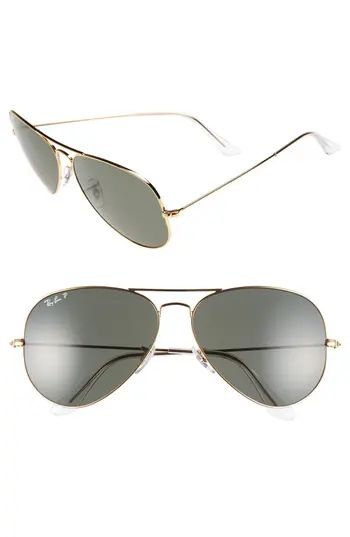 Men's Ray-Ban 'Aviator' Polarized 62Mm Sunglasses - Gold | Nordstrom