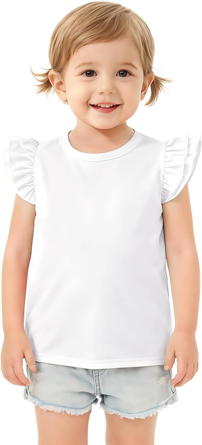 Magic Park 12M-14Y Baby Girl Blouse Toddler Short Long Ruffle T-Shirts Kids Girl Solid Color Tee ... | Amazon (US)