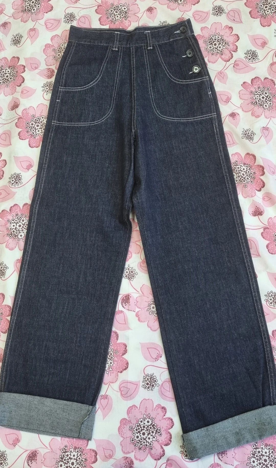 1950's Repro Button Side Jeans 26 Waist F.O.P - Etsy UK | Etsy (UK)