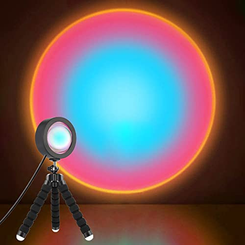 Sunset Lamp, Tripod Rainbow Projector 10W LED Projection Night Light 360 Degree Rotation Romantic Rainbow Light USB Charging for Photography Party Home Living Room Bedroom Decor | Amazon (US)