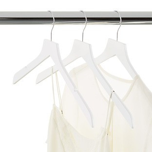 Slim Wooden Shirt Hanger w/ Notches White Pkg/40 | The Container Store