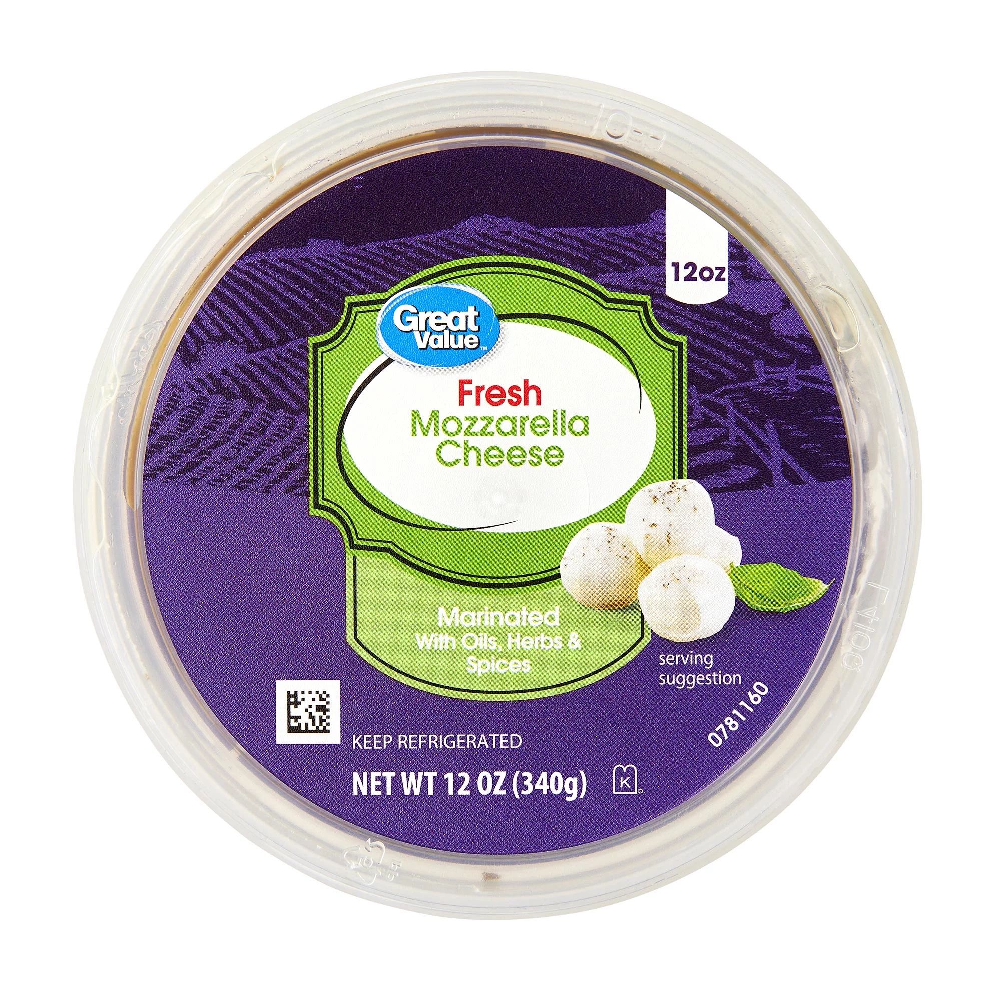 Great Value Fresh Marinated Mozzarella Cheese, 12 oz (Refrigerated) - Walmart.com | Walmart (US)