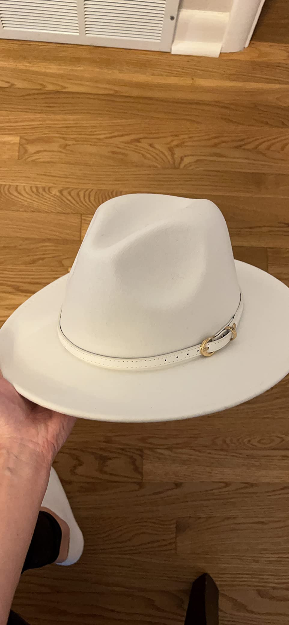 Lisianthus Women White Fedora Wide Brim Panama Hats with Color Belt Buckle | Amazon (US)