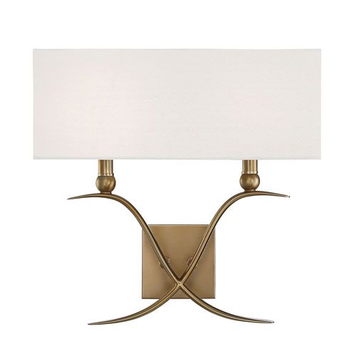 Linden Warm Brass Two-Light Wall Sconce | Bellacor