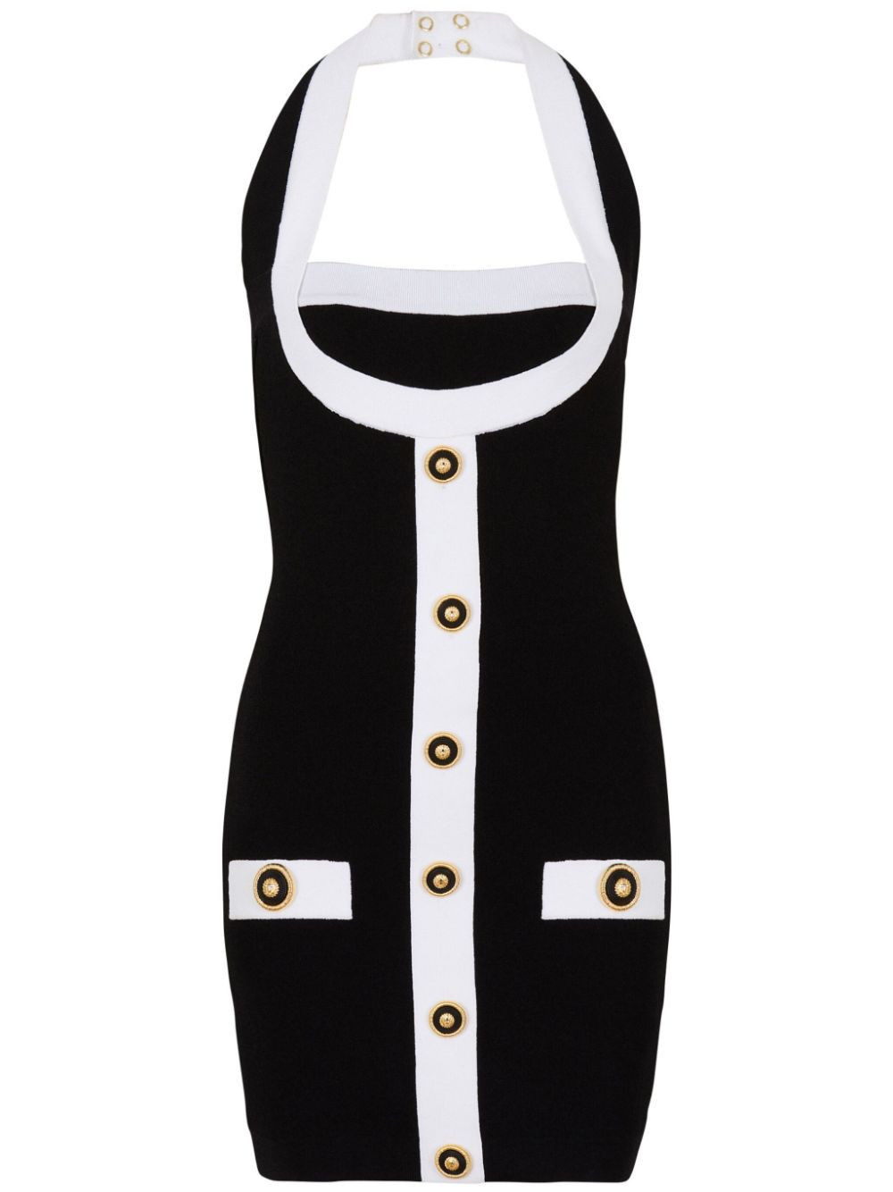 Balmain two-tone halterneck dress - Black | Farfetch Global
