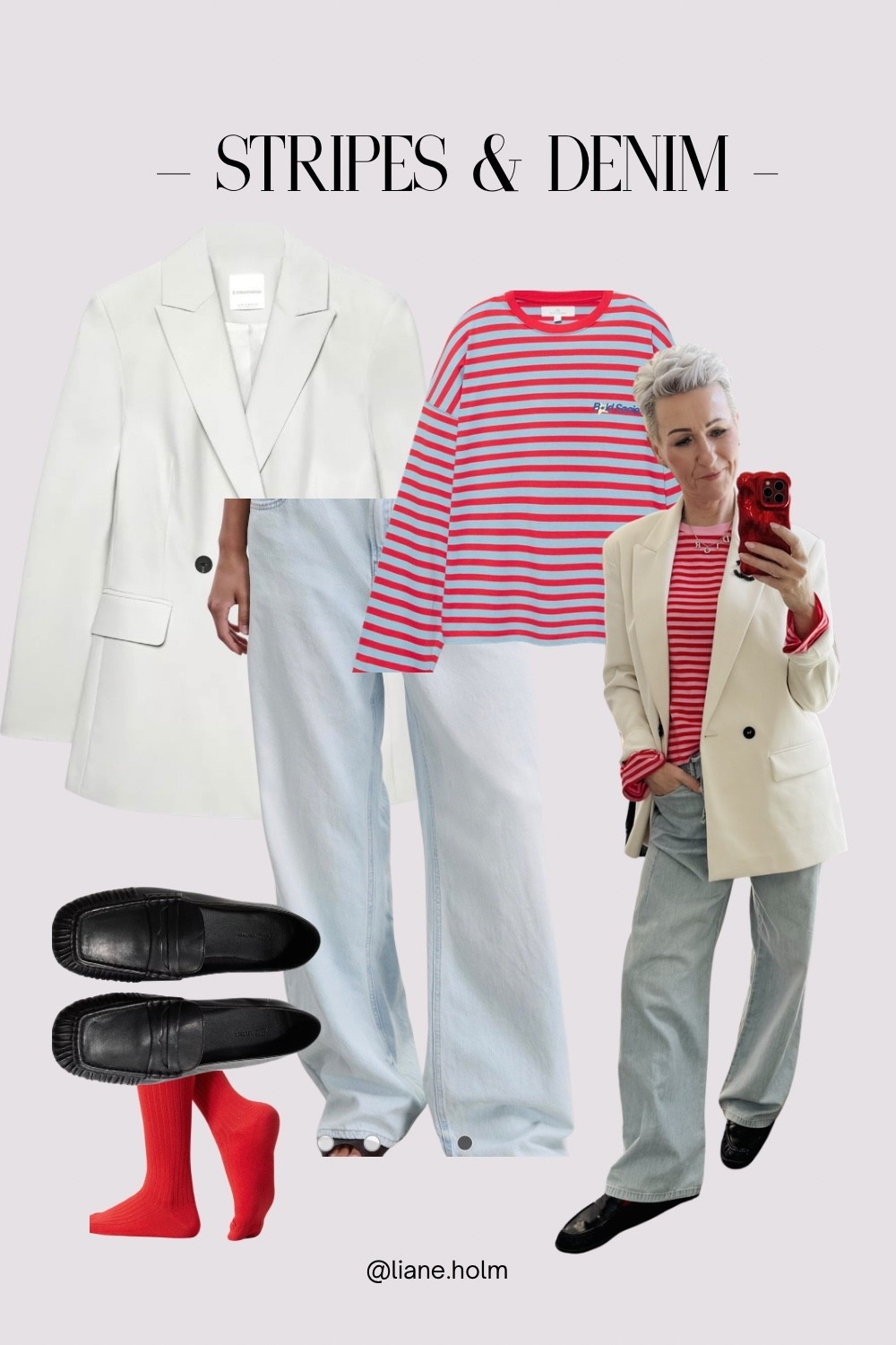 Stripes & denim for an effortless everyday look.
Light wash jeans, a classic blazer and bold red accents for a fresh, modern twist.
#everydaystyle #stripestyle #denimlook

#LTKspring #LTKjeans #LTKstyletip