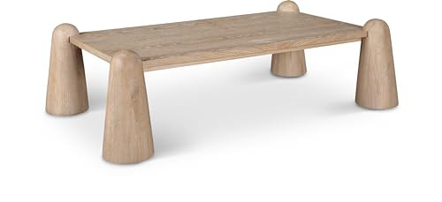 Meridian Furniture Wyndham Collection Art Deco Coffee Table with Rich Finish, Solid Wood, Veneer, 58.5" W x 34.5" D x 17.5" H, Natural | Amazon (US)