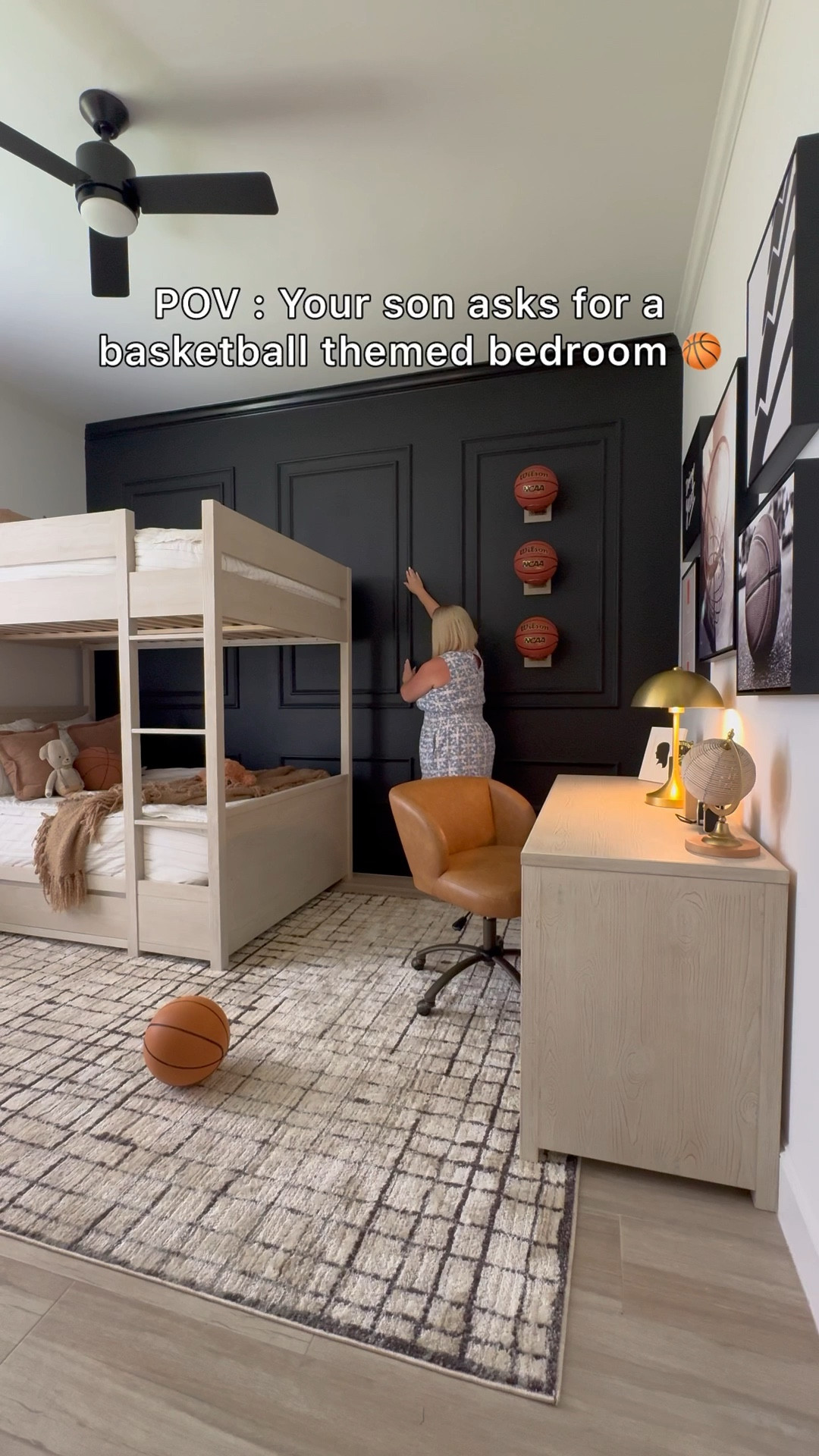 My son’s basketball themed bedroom is done! Most items are Pottery Barn Teen. 

Bedding is @beddys - use my code KRISTENS for 20% off on their website.

Rug is Loloi and super soft 

Artwork is Minted 

Walls - Sherwin Williams Snowbound & Tricorn Black 

#LTKKids #LTKFamily #LTKHome