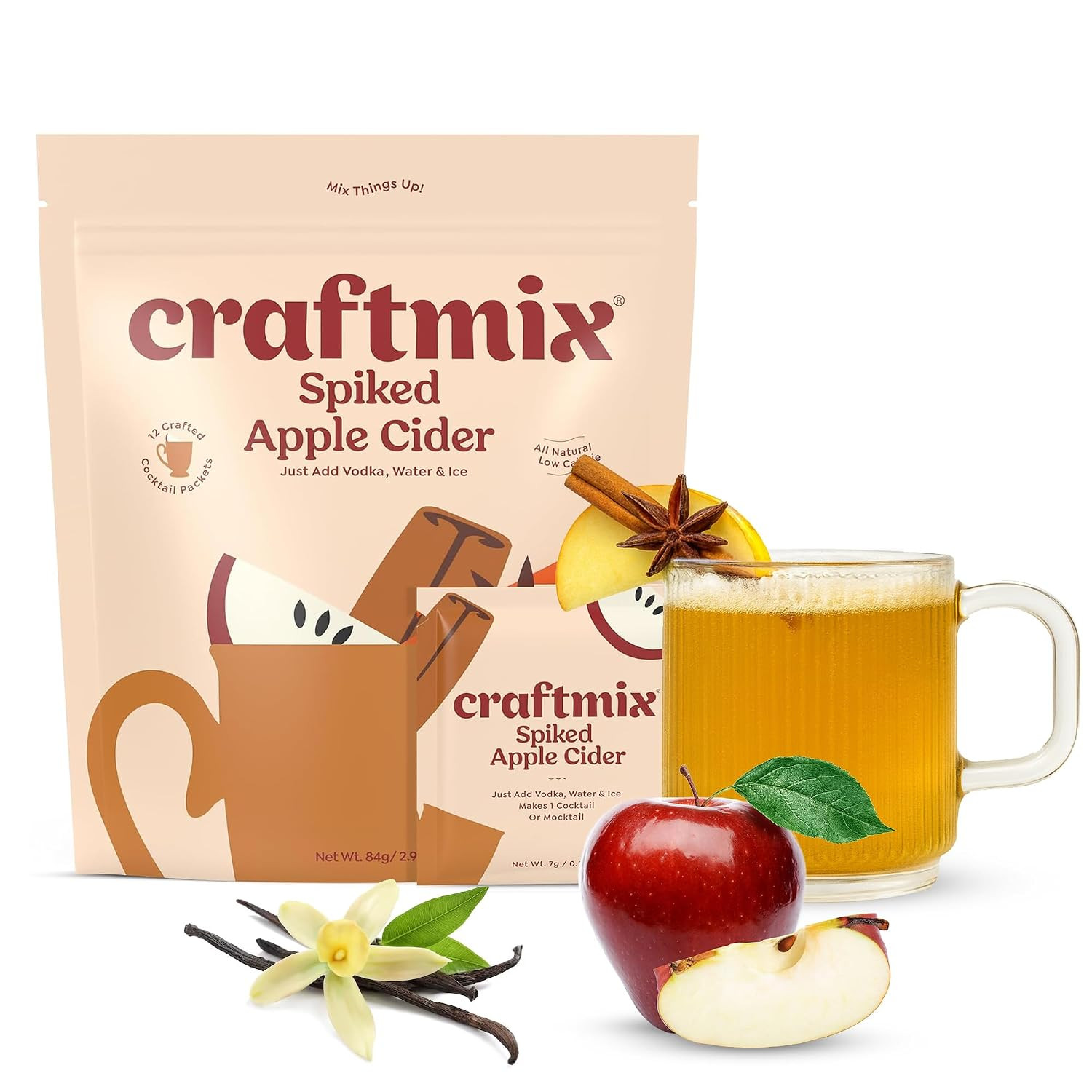 Craftmix Crisp Apple Cider Mix, Instant Spiced Apple Cider Drink, 12 Pack | Amazon (US)