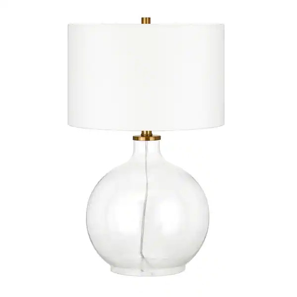 Laelia Clear Glass Table Lamp with Brass Accents - Overstock - 31484690 | Bed Bath & Beyond
