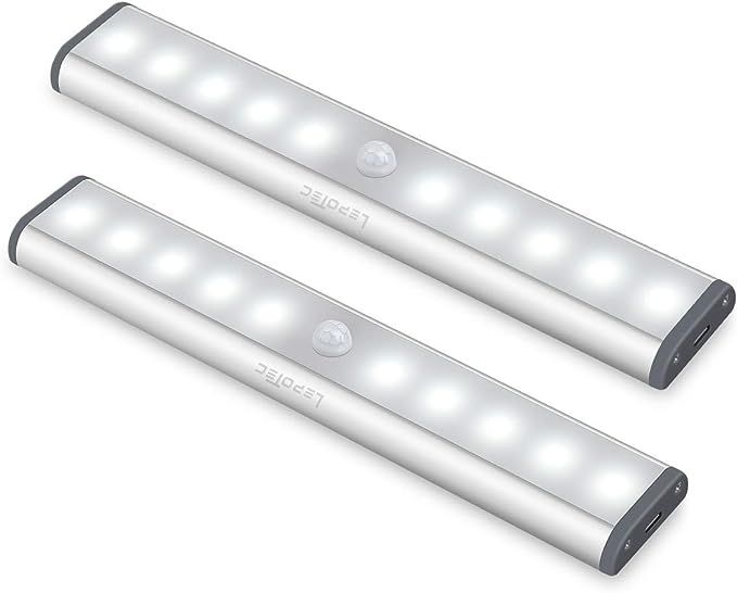 Wireless Motion Sensor Cabinet Lights 10-LED USB Rechargeable Closet Lights LED Under Cabinet Lig... | Amazon (US)