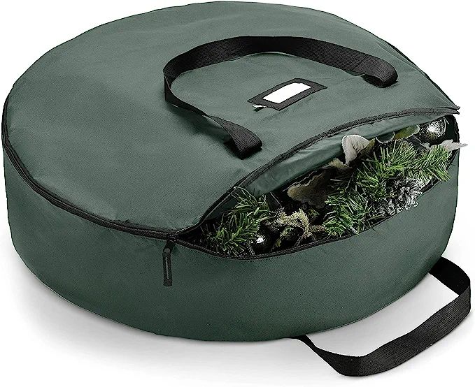 ZOBER Premium Christmas Wreath Storage Bag - Dual-Zippered Storage Container & Durable Handles, P... | Amazon (US)