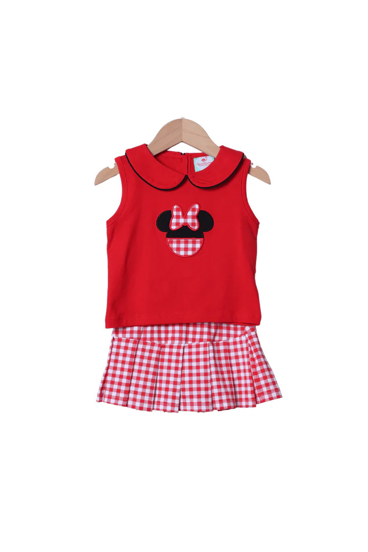 Red Mouse Gingham Skort Set | The Smocked Flamingo