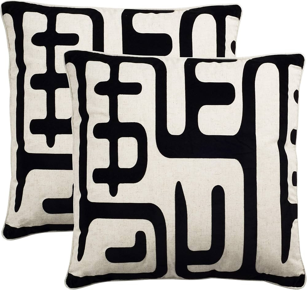 Safavieh Collection Maize Black Throw Pillows (24" x 24") (Set of 2), 2' Square | Amazon (US)