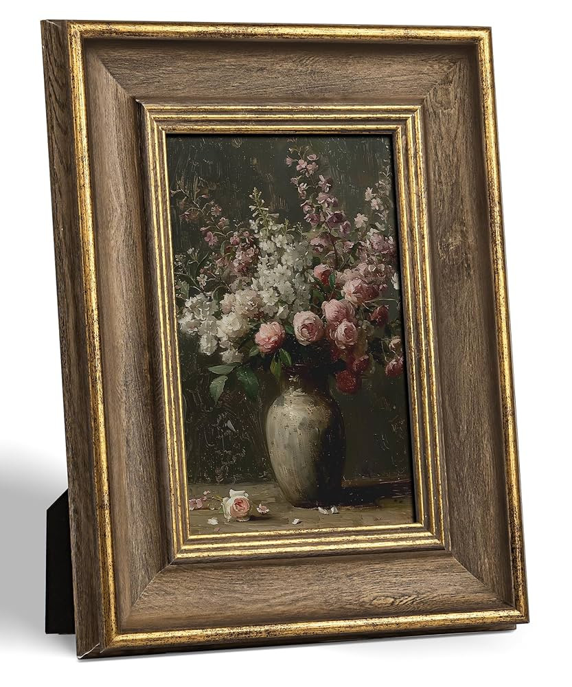 Sonefreiy 4x6 Picture Frame, Brown Gold Vintage Antique Retro 4 x 6 Photo Frame Desk and Wall Han... | Amazon (US)