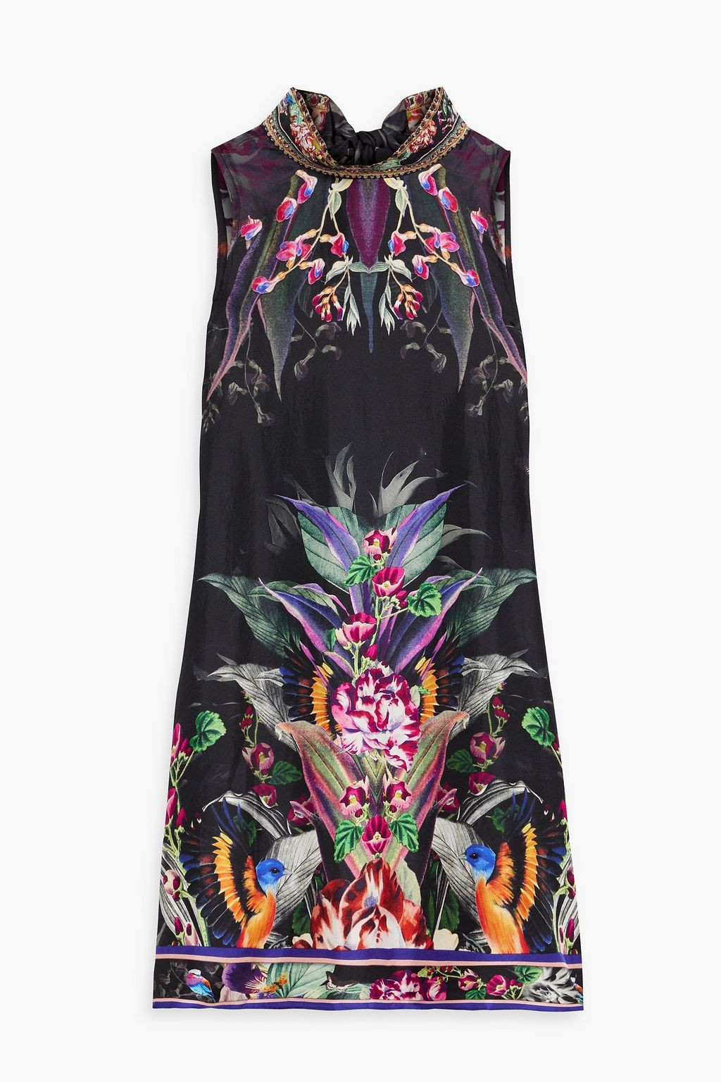 Crystal-embellished floral-print silk-satin mini dress | The Outnet (US and CA)