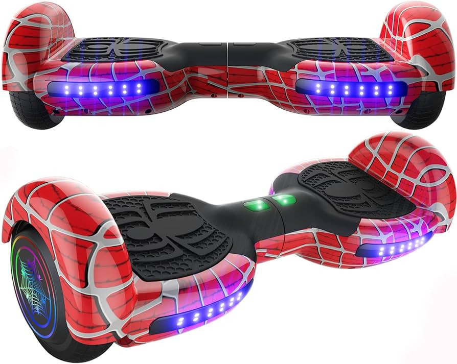 Spider-Pattern Hover Board for Kids Ages 6-12, with Bluetooth Speaker and LED Lights 6.5" Hover B... | Amazon (US)