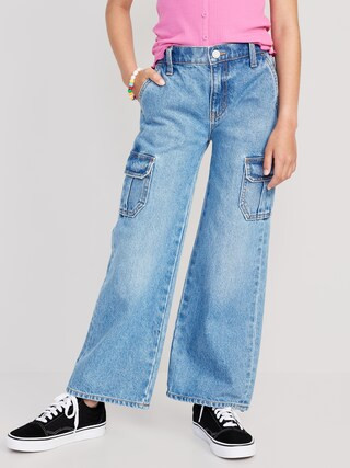 High-Waisted Baggy Wide-Leg Cargo Jeans for Girls | Old Navy (US)