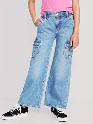 High-Waisted Baggy Wide-Leg Cargo Jeans for Girls | Old Navy (US)