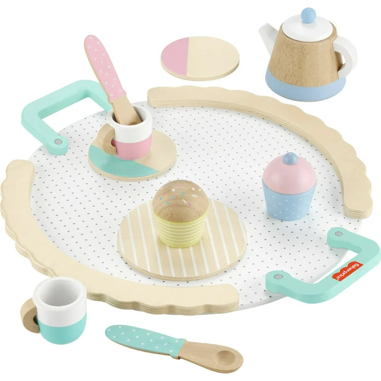 Fisher-Price Wooden Tea Party Set for Preschool Pretend Play, 12 Wood Pieces, Ages 3-5 Years | Walmart (US)