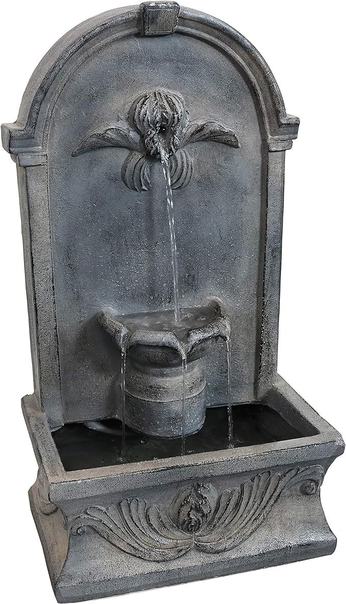 Sunnydaze Indoor or Outdoor Wall Mounted Fountain - French-Inspired Design - Glass Fiber Reinforc... | Amazon (US)